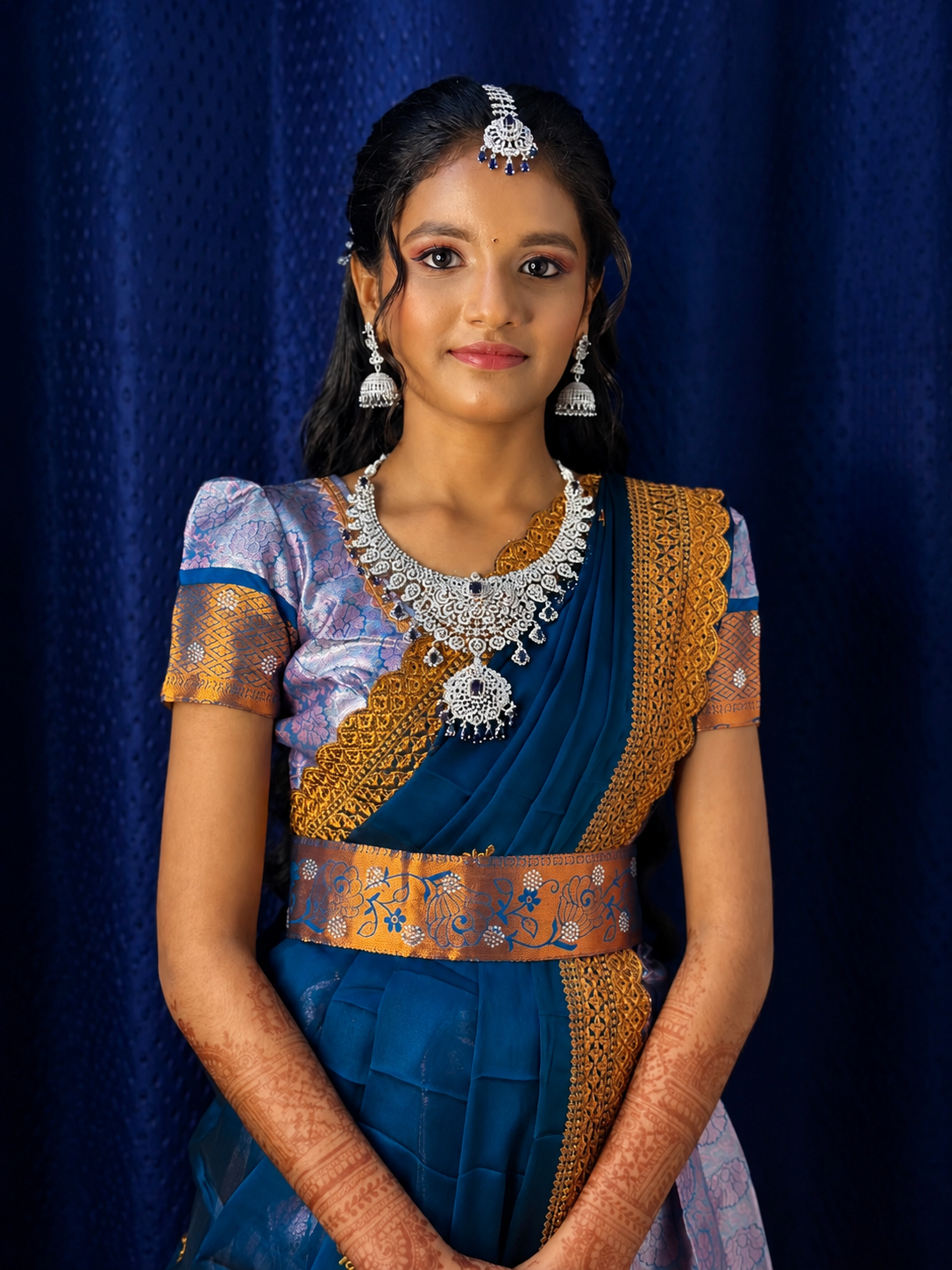 Blue bridal makeup portrait